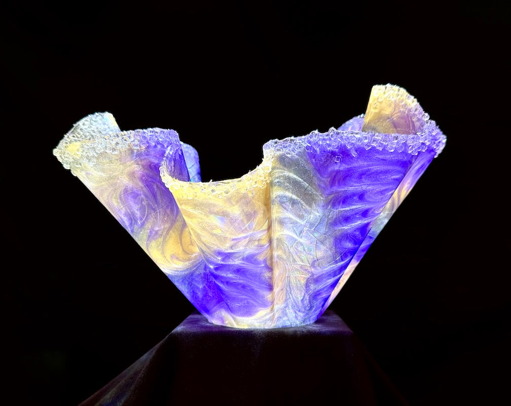 Purple, Gold, Beaded Medium Vase