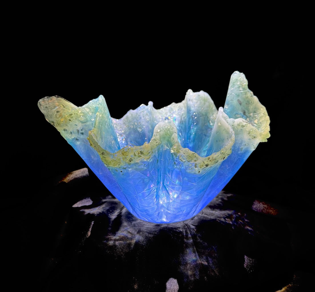 Radiant Glass Encrusted Tropical Blue Medium Vase