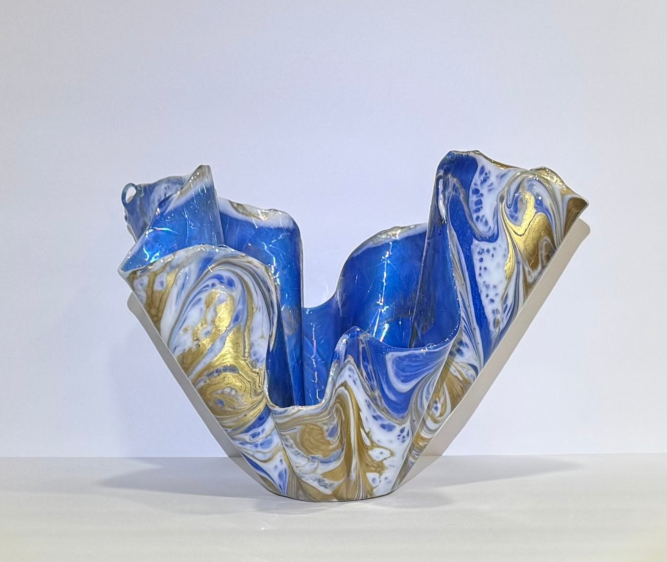 Glamorous Deep Blue, Gold & White Large Vase