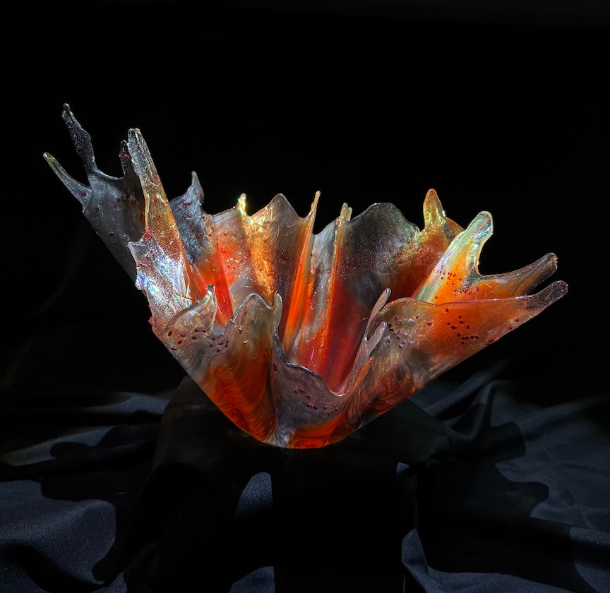 Crazy Red & Charcoal Vase