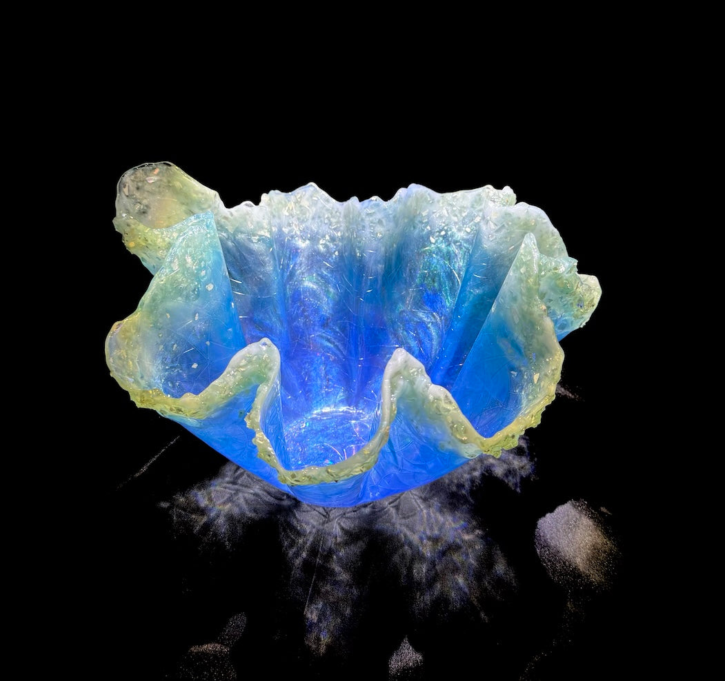 Radiant Glass Encrusted Tropical Blue Medium Vase