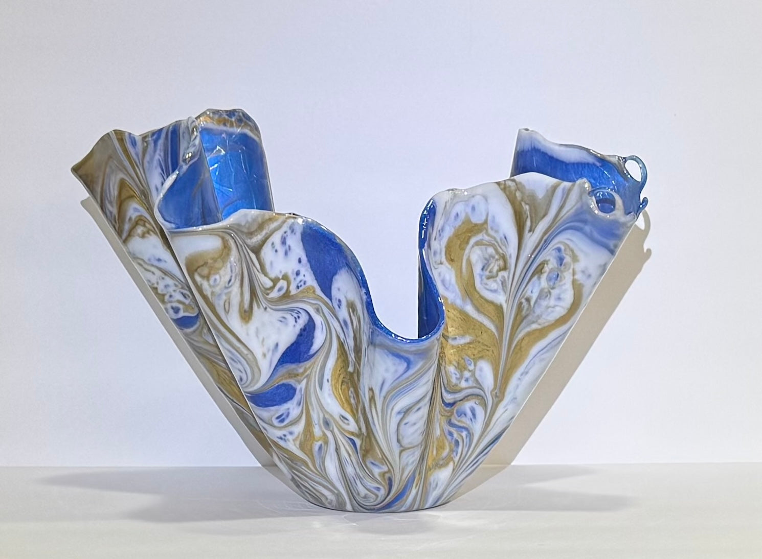 Glamorous Deep Blue, Gold & White Large Vase