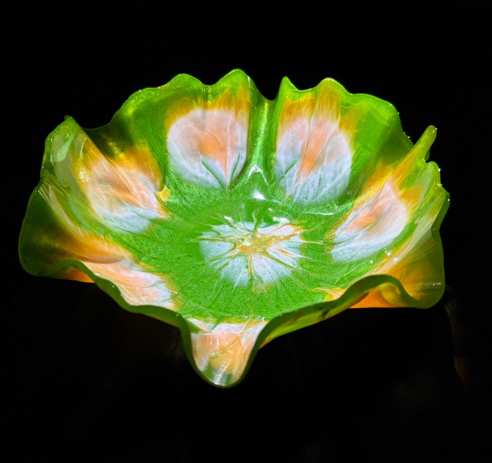 Lively Green & Orange Decorative Epoxy Bowl