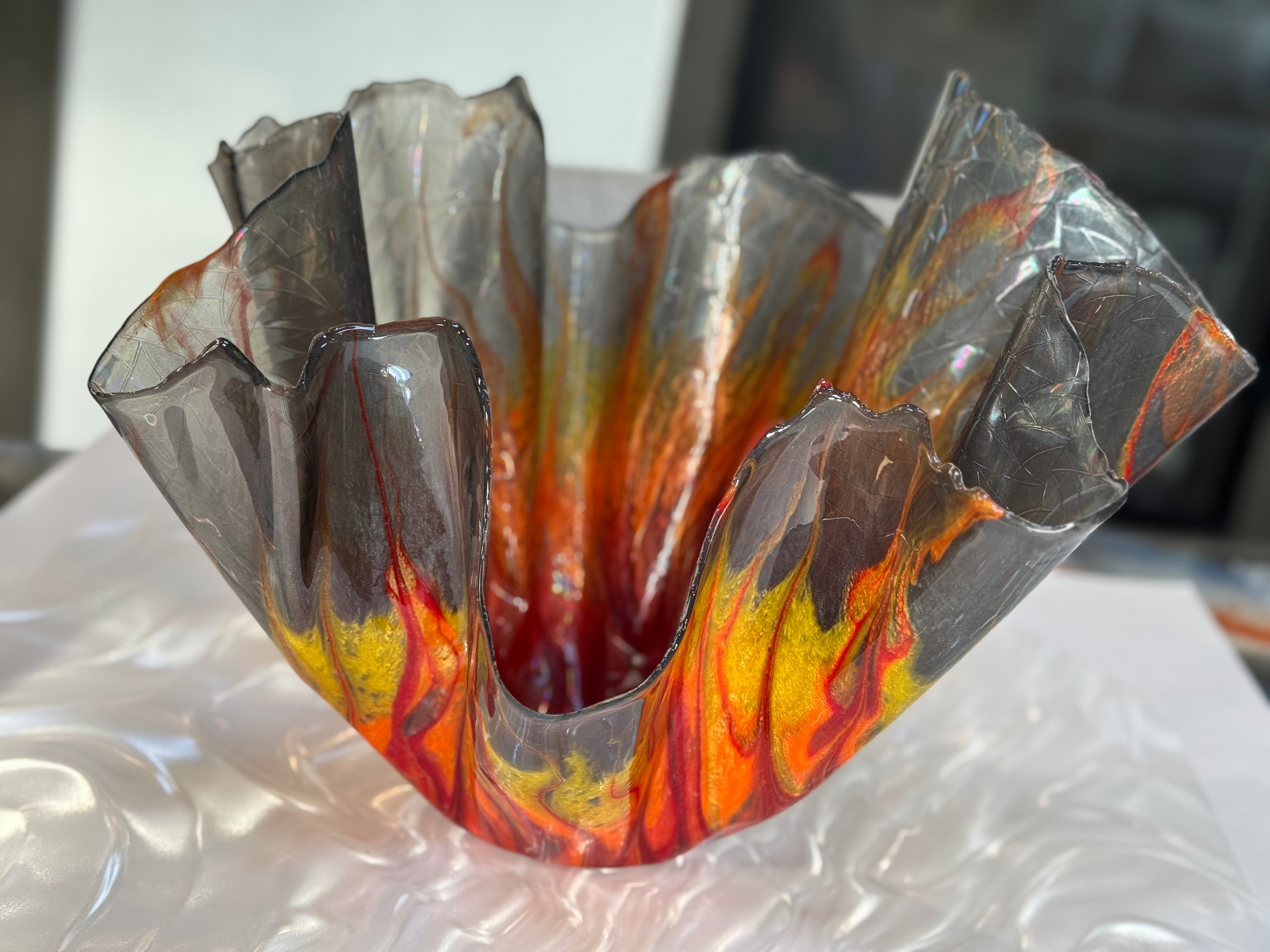 Fire & Smoke Large Epoxy Vase