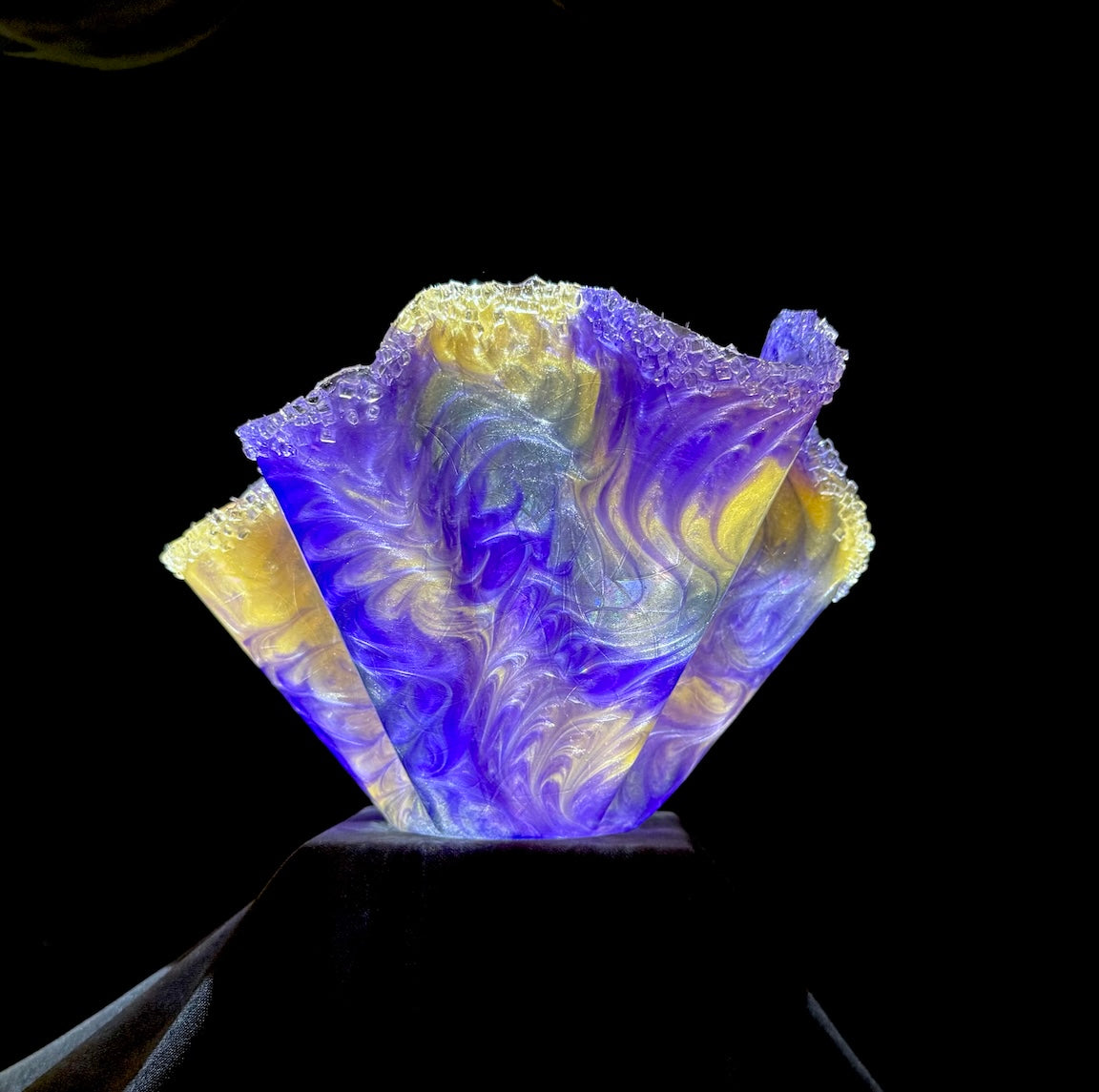 Purple, Gold, Beaded Medium Vase