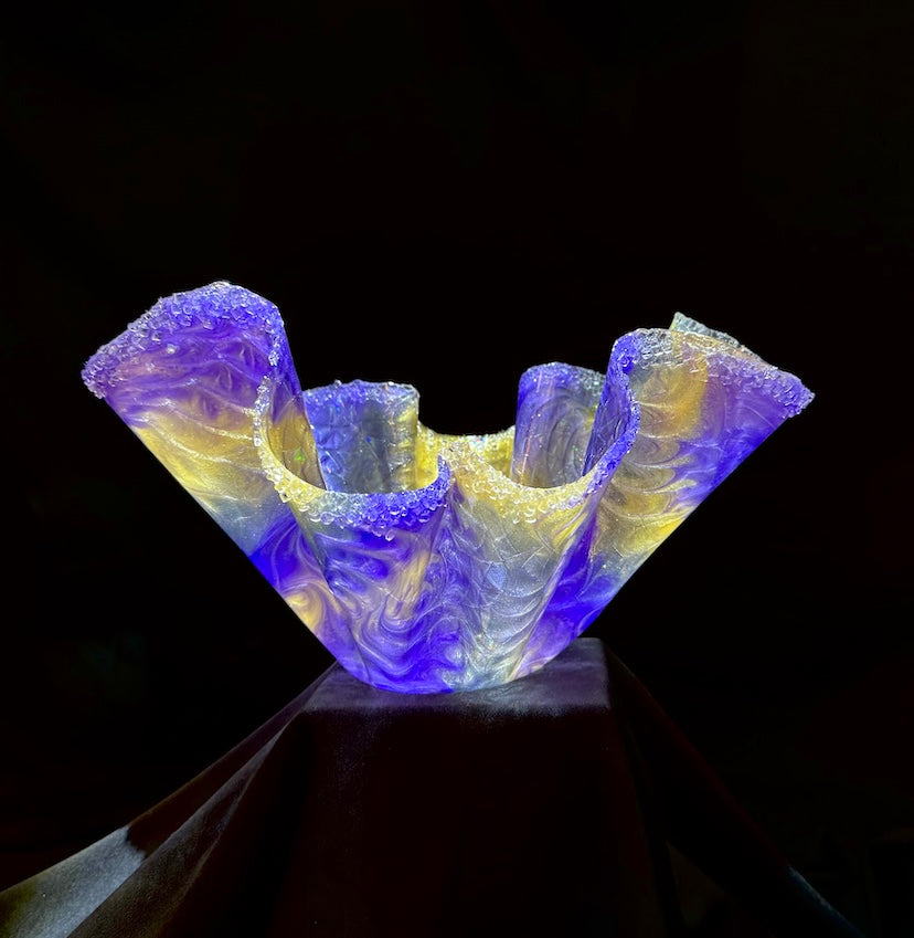 Purple, Gold, Beaded Medium Vase
