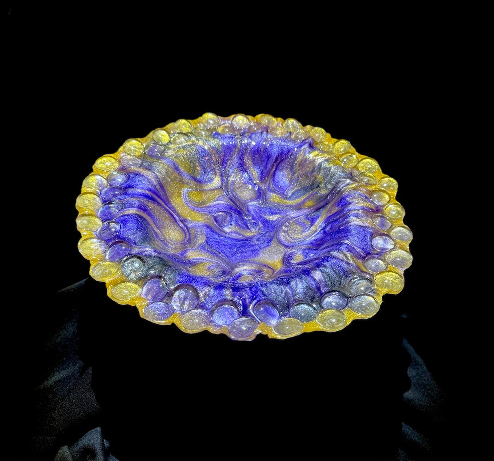 Purple & Gold Glass Embedded Tray