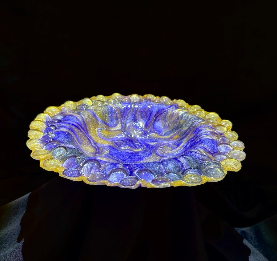 Purple & Gold Glass Embedded Tray
