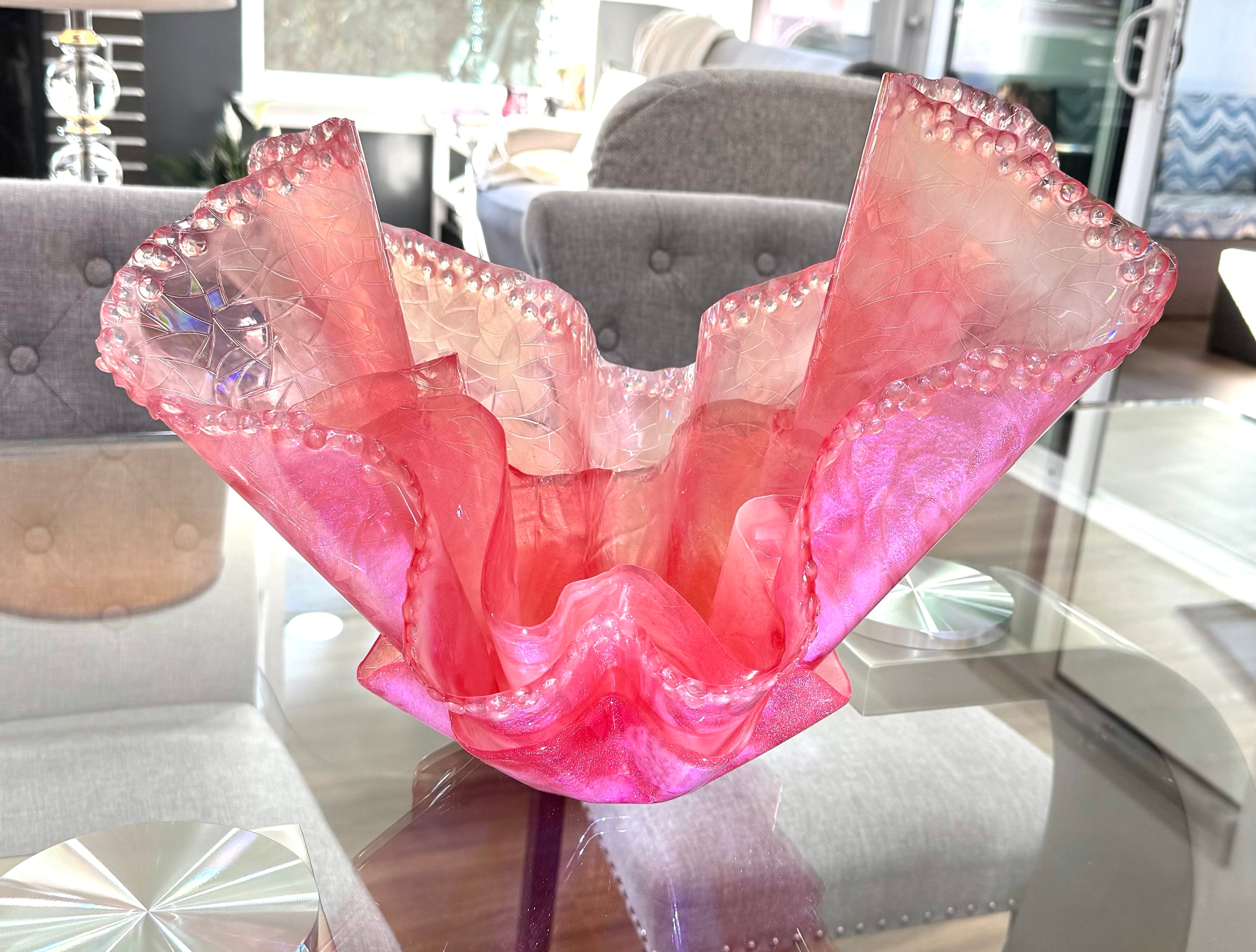 Extra Large Triple Layer Translucent Pink Centerpiece