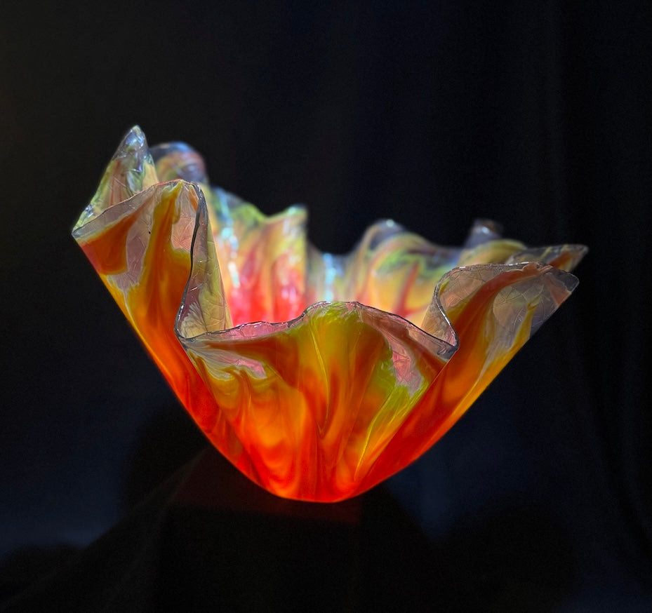 Radiant Fire & Smoke large Vase with Neon Yellow