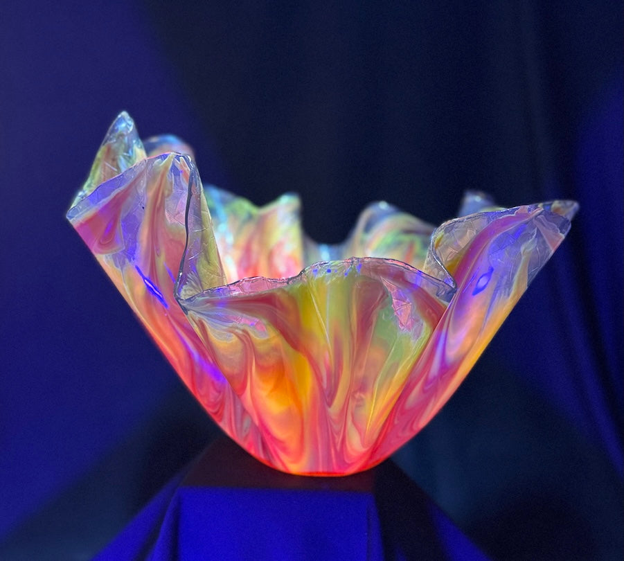 Radiant Fire & Smoke large Vase with Neon Yellow
