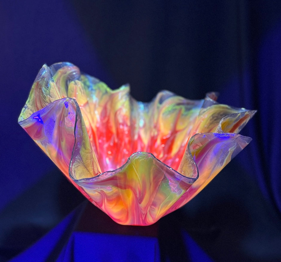 Radiant Fire & Smoke large Vase with Neon Yellow