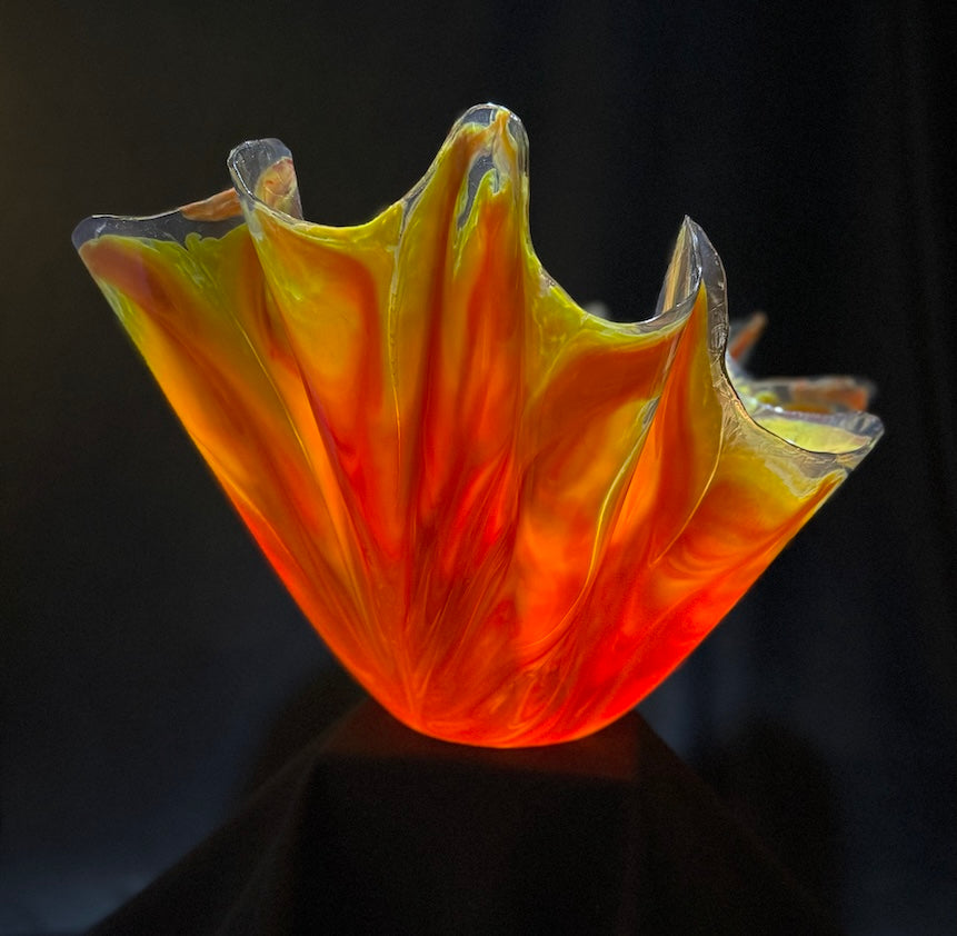 Radiant Fire & Smoke large Vase with Neon Yellow