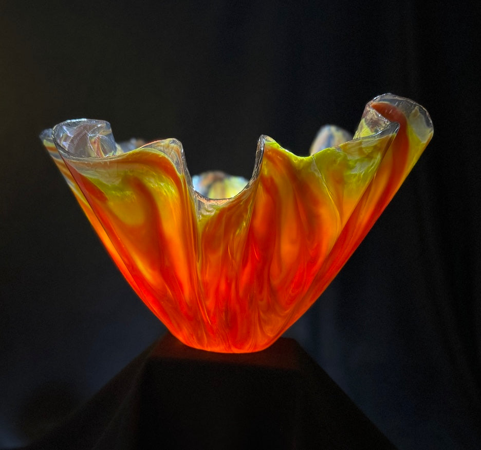 Radiant Fire & Smoke large Vase with Neon Yellow