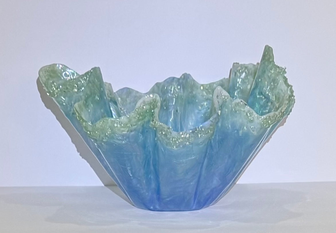 Radiant Glass Encrusted Tropical Blue Medium Vase