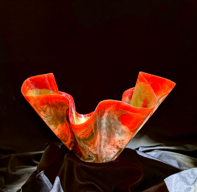 Medium Red, Gold, Black & White Vase