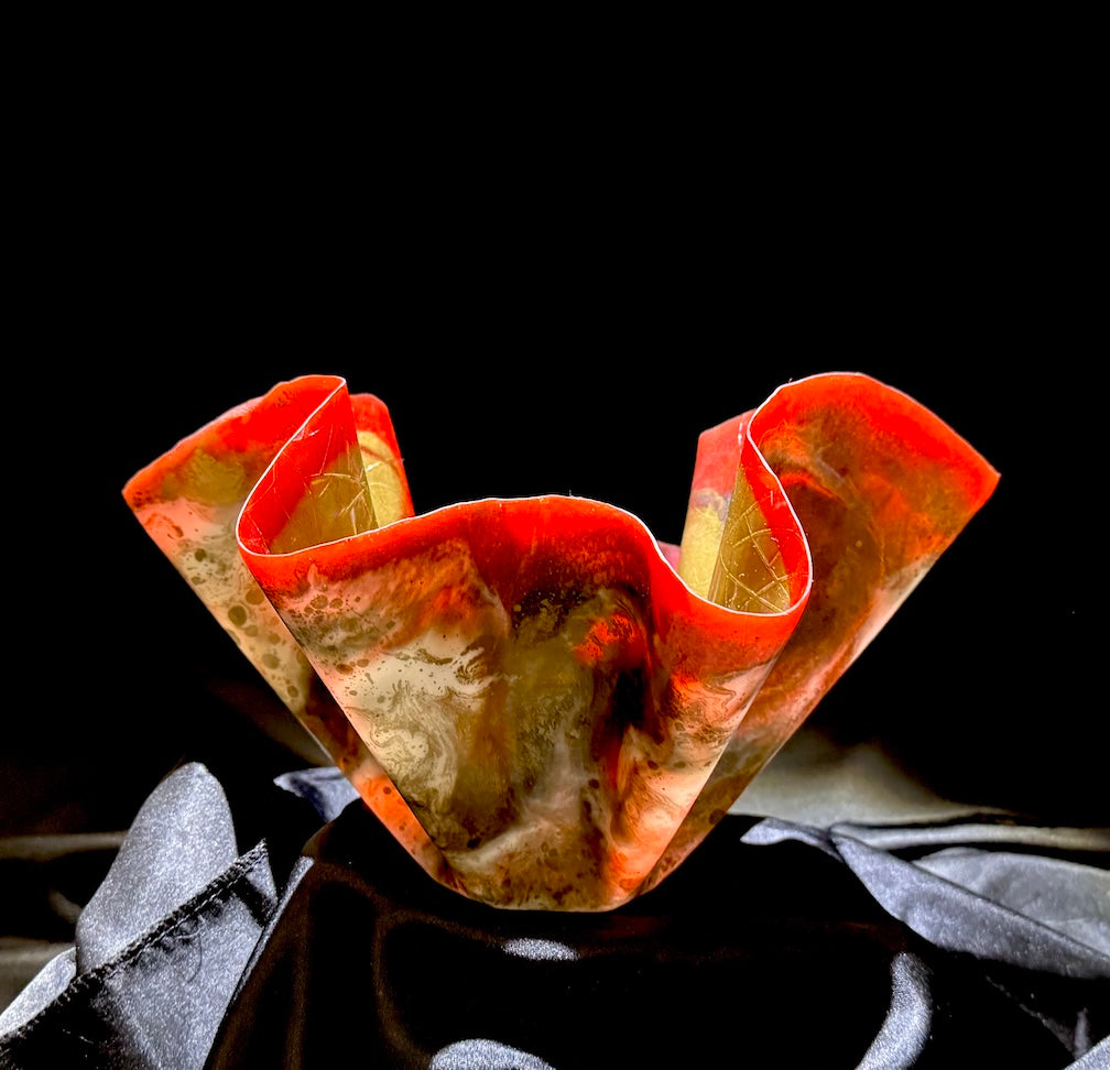 Small Red, Gold, Black & White Vase