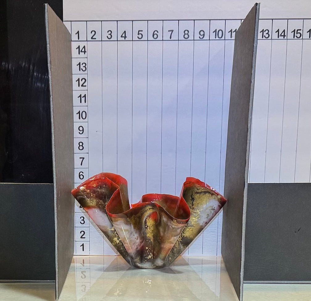 Small Red, Gold, Black & White Vase